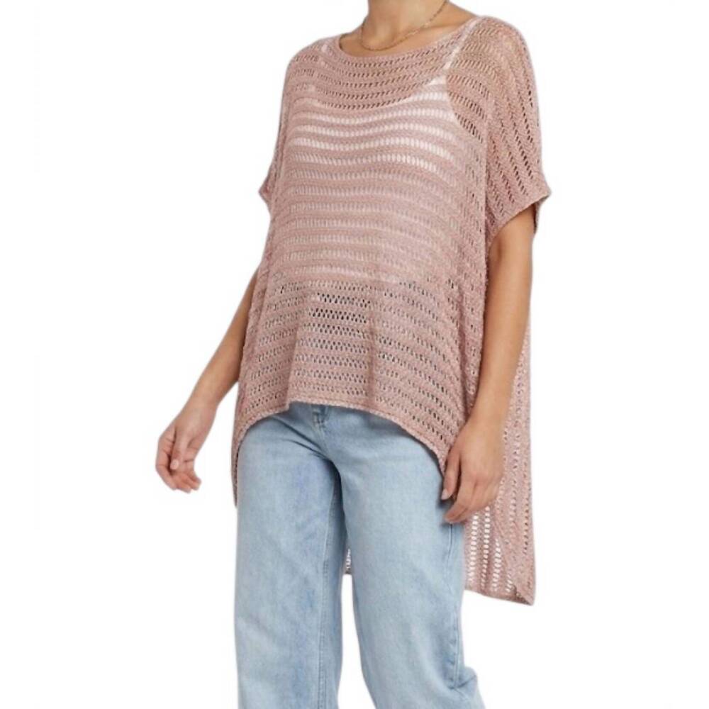 NEW B & K MODA open weave knit top in dusty rose